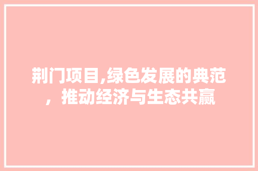 荆门项目,绿色发展的典范，推动经济与生态共赢 致辞范文