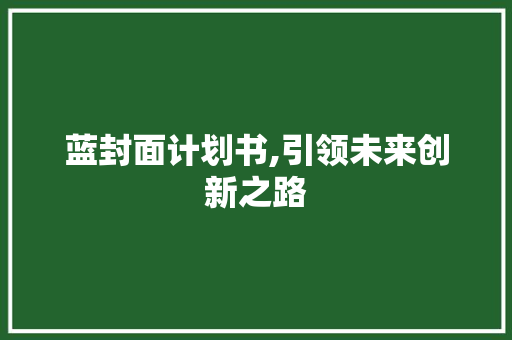 蓝封面计划书,引领未来创新之路