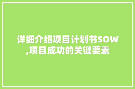 详细介绍项目计划书SOW,项目成功的关键要素