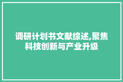 调研计划书文献综述,聚焦科技创新与产业升级