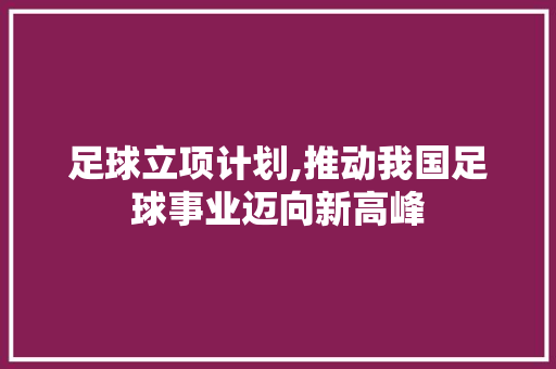 足球立项计划,推动我国足球事业迈向新高峰