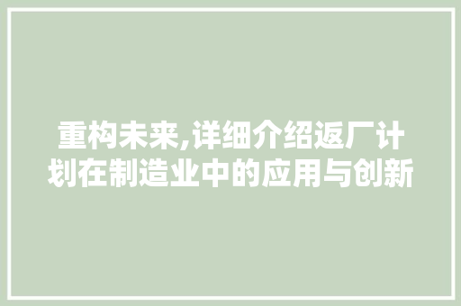 重构未来,详细介绍返厂计划在制造业中的应用与创新