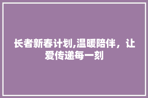 长者新春计划,温暖陪伴，让爱传递每一刻