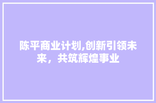 陈平商业计划,创新引领未来，共筑辉煌事业