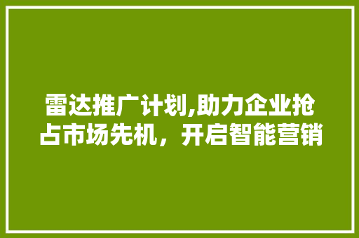 雷达推广计划,助力企业抢占市场先机，开启智能营销新篇章