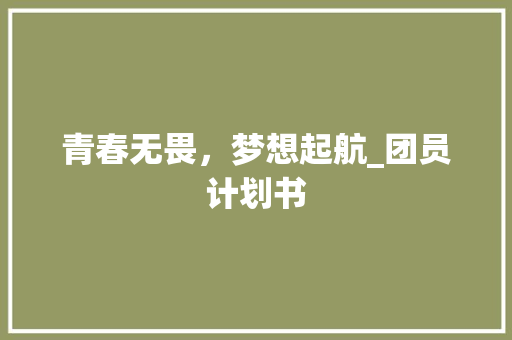 青春无畏，梦想起航_团员计划书