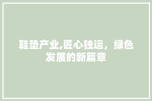 鞋垫产业,匠心独运，绿色发展的新篇章