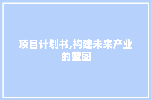 项目计划书,构建未来产业的蓝图