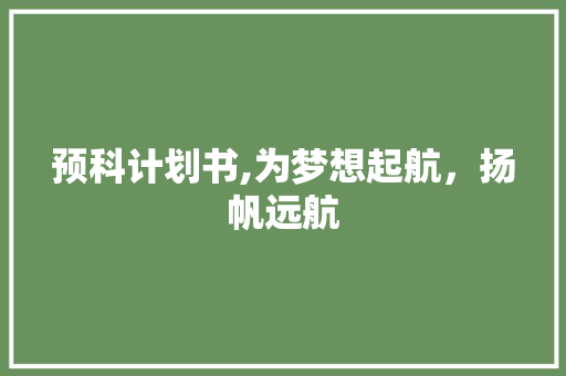 预科计划书,为梦想起航，扬帆远航