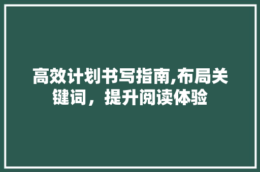 高效计划书写指南,布局关键词，提升阅读体验