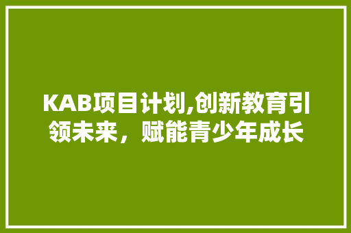 KAB项目计划,创新教育引领未来，赋能青少年成长