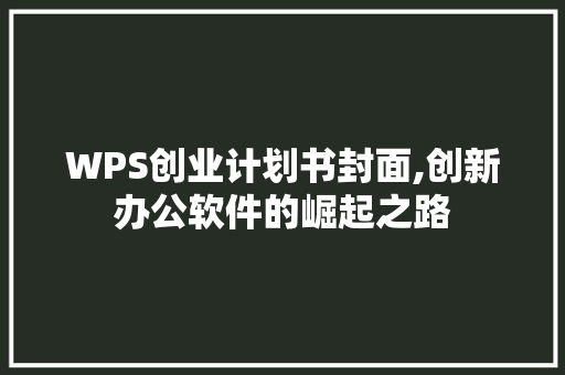 WPS创业计划书封面,创新办公软件的崛起之路