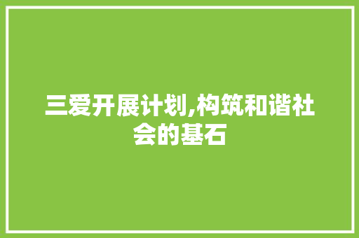 三爱开展计划,构筑和谐社会的基石