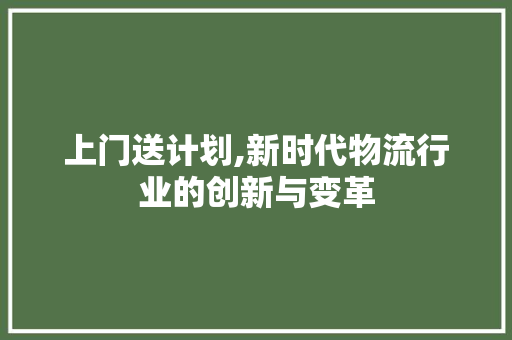 上门送计划,新时代物流行业的创新与变革