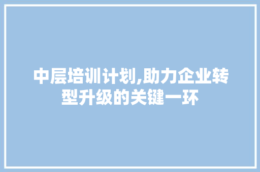 中层培训计划,助力企业转型升级的关键一环