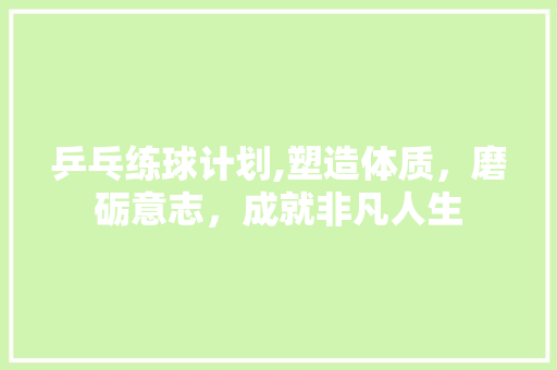 乒乓练球计划,塑造体质，磨砺意志，成就非凡人生