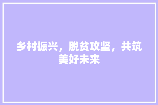 乡村振兴，脱贫攻坚，共筑美好未来