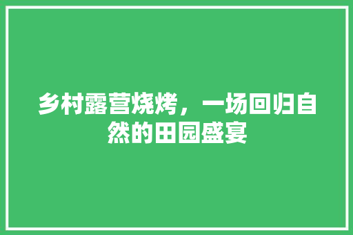 乡村露营烧烤，一场回归自然的田园盛宴