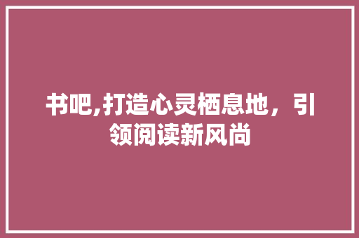 书吧,打造心灵栖息地，引领阅读新风尚