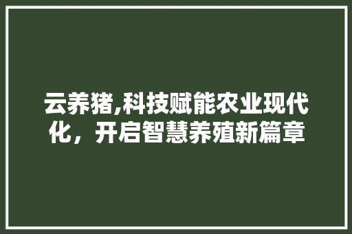 云养猪,科技赋能农业现代化，开启智慧养殖新篇章