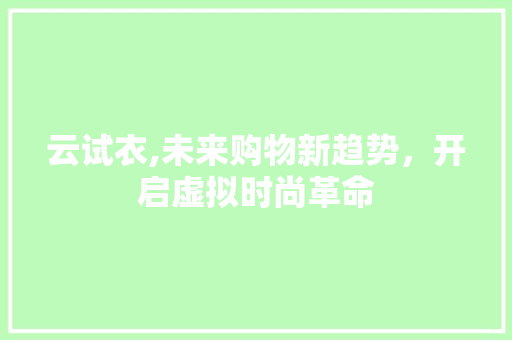 云试衣,未来购物新趋势，开启虚拟时尚革命