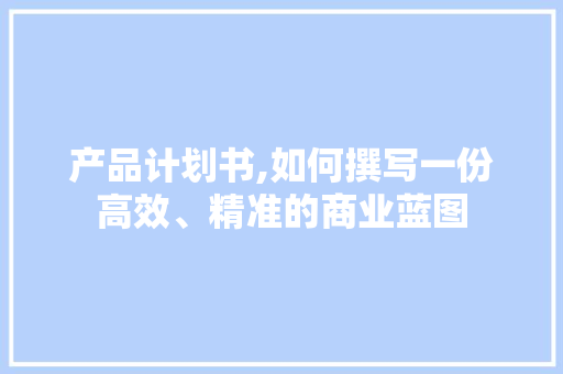 产品计划书,如何撰写一份高效、精准的商业蓝图