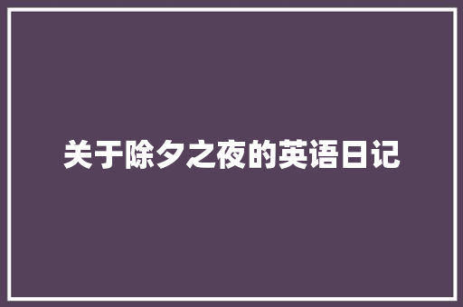 关于除夕之夜的英语日记