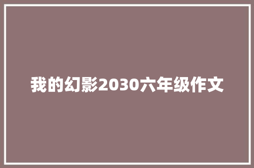 我的幻影2030六年级作文