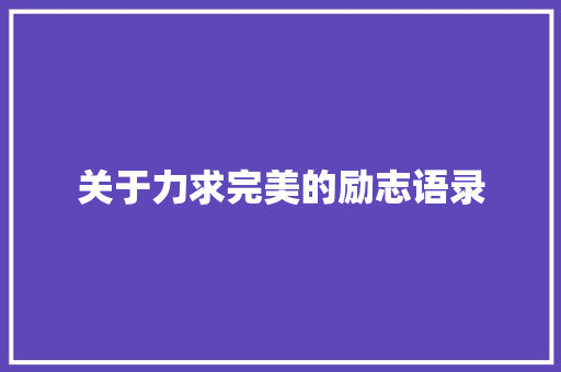 关于力求完美的励志语录