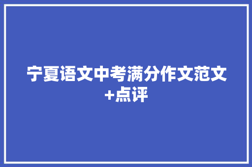 宁夏语文中考满分作文范文+点评