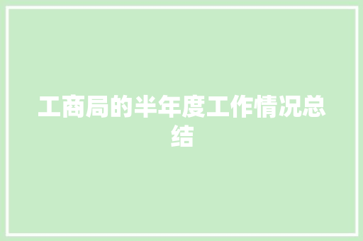 工商局的半年度工作情况总结