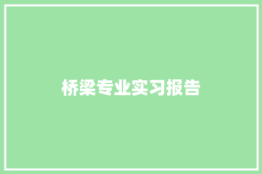 桥梁专业实习报告