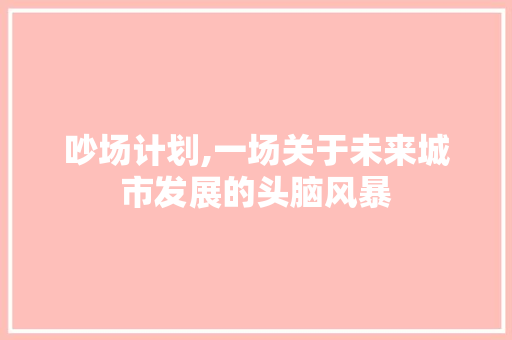 吵场计划,一场关于未来城市发展的头脑风暴