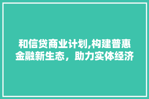 和信贷商业计划,构建普惠金融新生态，助力实体经济腾飞