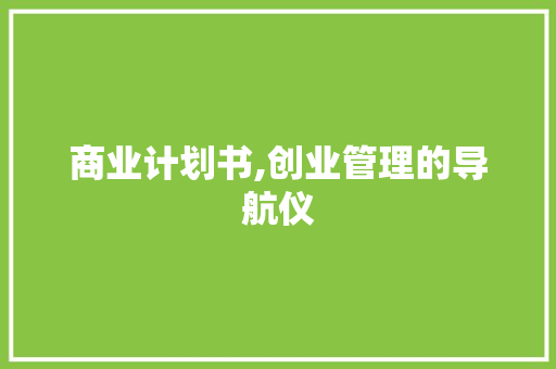 商业计划书,创业管理的导航仪