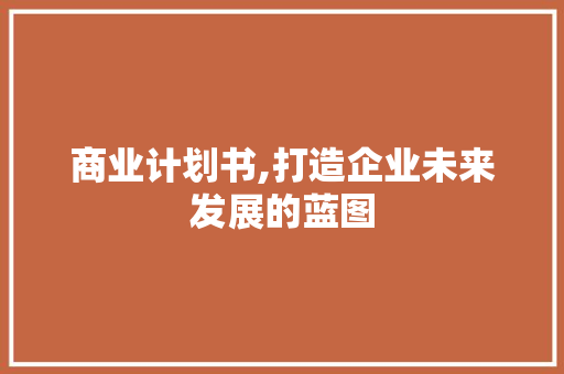 商业计划书,打造企业未来发展的蓝图