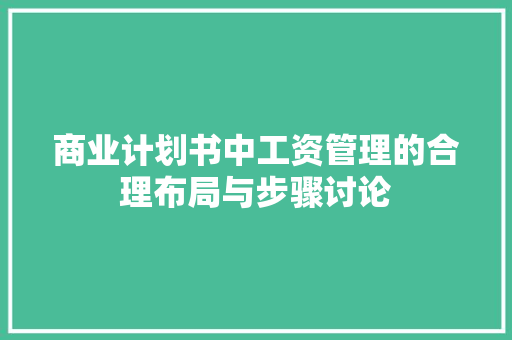 商业计划书中工资管理的合理布局与步骤讨论