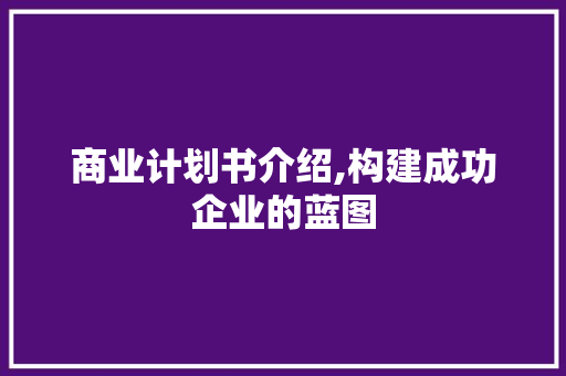 商业计划书介绍,构建成功企业的蓝图