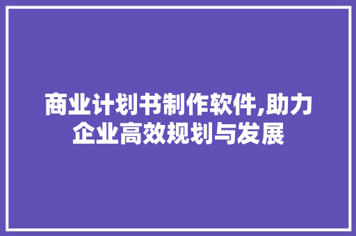 商业计划书制作软件,助力企业高效规划与发展