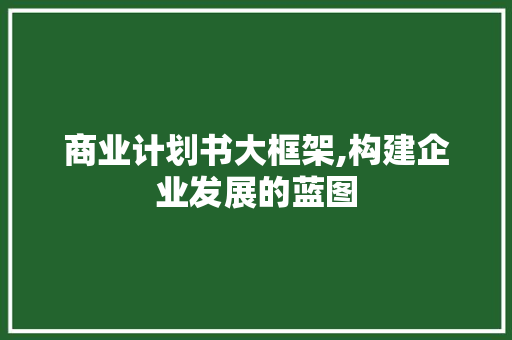 商业计划书大框架,构建企业发展的蓝图