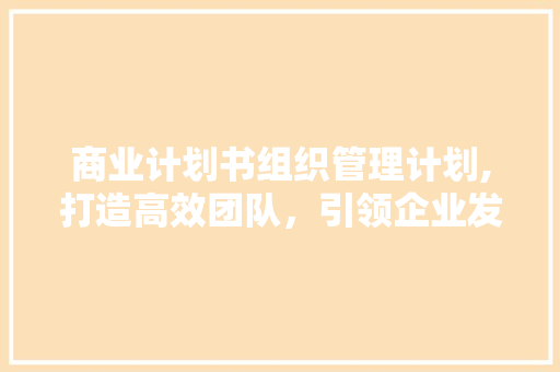 商业计划书组织管理计划,打造高效团队，引领企业发展