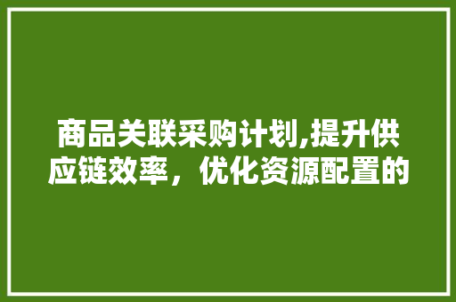 商品关联采购计划,提升供应链效率，优化资源配置的关键步骤