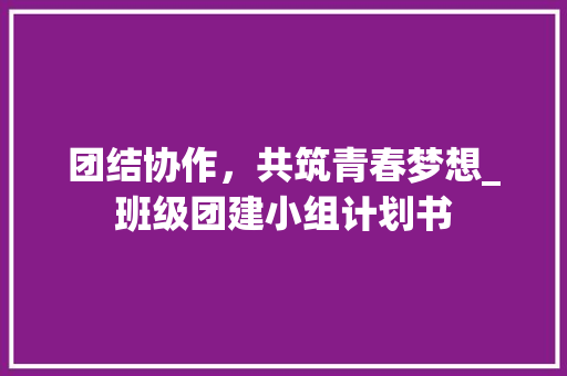 团结协作，共筑青春梦想_班级团建小组计划书