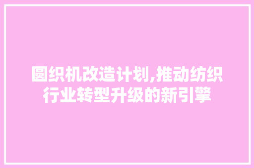 圆织机改造计划,推动纺织行业转型升级的新引擎 工作总结范文