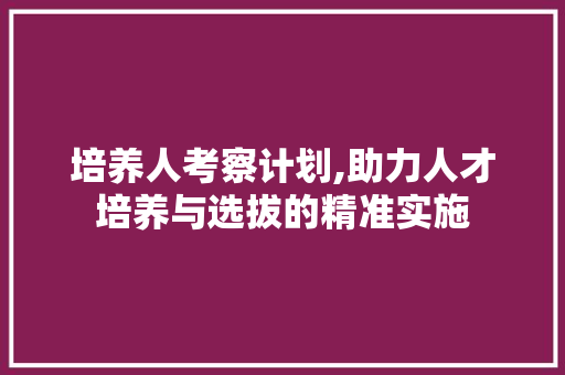 培养人考察计划,助力人才培养与选拔的精准实施