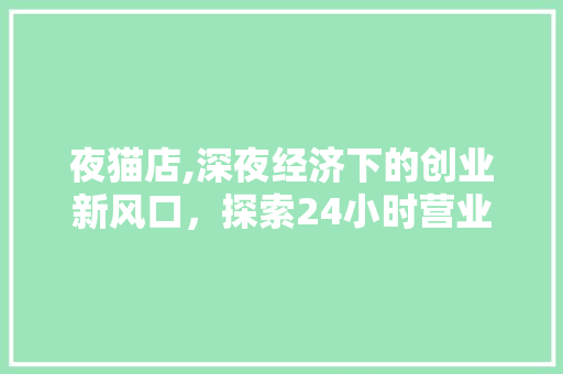 夜猫店,深夜经济下的创业新风口，探索24小时营业模式的无限可能