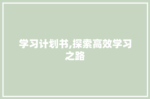 学习计划书,探索高效学习之路