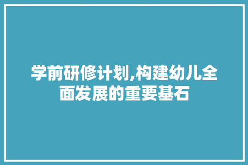 学前研修计划,构建幼儿全面发展的重要基石