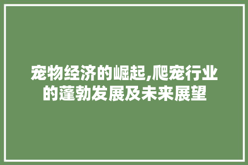 宠物经济的崛起,爬宠行业的蓬勃发展及未来展望