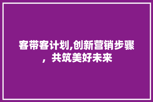 客带客计划,创新营销步骤，共筑美好未来